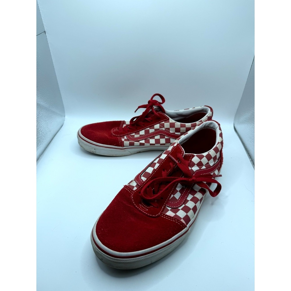 Vans Old Skool‎ 500714 Kids 7 Sneaker Red White Suede Low Top Skateboard Shoes